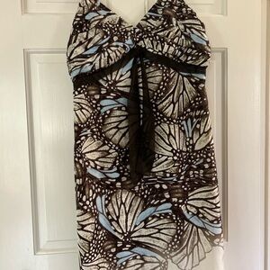 Etcetera Brown and Blue Patterned Swim Cover-Up